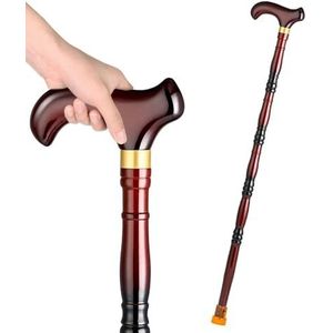 SKINCATE Houten Wandelstok 80cm 85cm 90cm 95cm Wandelstok Uit Één Stuk Wandelstok Van Hout Voor Senioren Ergonomische Wandelstokken Loophulpmiddelen(Color:B,Size:85cm(33in))