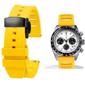 Nieuwe Fluor rubberen band geschikt for Seiko Citizen Quick Release Horlogeband 20 22mm Siliconen Tropic Band Smart Horlogeband geschikt for Huawei (Color : Yellow black, Size : 20mm)