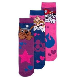 United Labels Paw Patrol sokken voor meisjes, kinderen, sneakers, kindersokken, paars/roze (verpakking van 3 stuks), roze/paars, 27-30