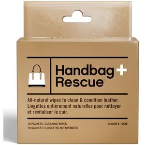 HandBagRescue Volledig natuurlijke reinigingsdoekje voor lederen handtassen. Verwijdert vuil, vuil en oppervlaktevlekken. Doos met 10 individueel verpakte doekjes.