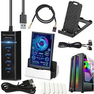 Ximan PC-temperatuur, mono-display AIDA64 voor computer, AUX-display, USB, IPS, 8,9 cm (3,5 inch), secundair display, bewaking van gegevens RAM CPU