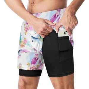 Aquarel Zeemeerminnen, Narwal Grappige Zwembroek met Compressie Liner & Pocket Voor Mannen Board Zwemmen Sport Shorts