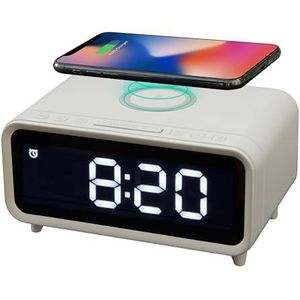 Northpoint Digitale DAB+ radio met wekker, draadloos laadstation, nachtlampje en USB-oplaadpoort, 5 W, draadloze oplader, wit