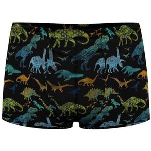 Retro Dino Patroon Heren Boxer Slips Sexy Shorts Mesh Boxers Ondergoed Ademend Onderbroek Thong