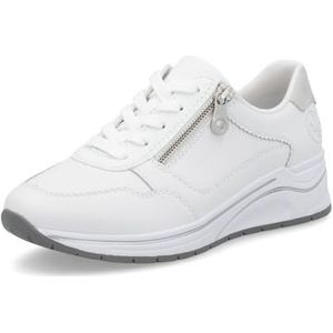 Rieker - Sneakers - Wit/Zilverkleur - Sleehak - Zachte Inlegzool