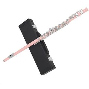 Professionele Fluitset Roze 16-gaats fluit met E-sleutel gesloten gat C nikkel-zilveren sleutels Wit koperen houtblazersinstrument