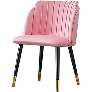 GEIRONV 1 stks moderne fluwelen eetkamerstoel, woonkamer fauteuil kantoor receptie stoel gestoffeerde rugleuning metalen poten eetkamerstoelen Eetstoelen (Color : Pink, Size : 49x47x80cm)