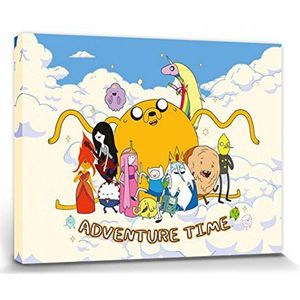 1art1 Adventure Time Poster Kunstdruk Op Canvas Jake And His Friends On A Cloud Muurschildering Print XXL Op Brancard | Afbeelding Affiche 80x60 cm