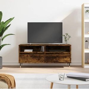 AUUIJKJF Entertainmentcentra en tv-standaards TV-meubel Gerookt Eiken 100x34,5x44,5 cm Engineered Houten Meubels