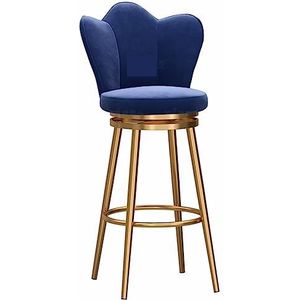 Barkrukken Barkruk Met Gouden Poten, Fluwelen Blad, 360° Draaibare Barkrukken, Keukenstoel Met Hoge Rugleuning, Barontvangststoel Barstoel Bistrokruk (Color : Blue, Size : 65cm Sitting Height)