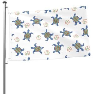 Vlag 2x3FT outdoor vlag tuin vlaggen tapijt hek banner vakantie tuin partij vlaggen, schildpad decoratief naadloos patroon