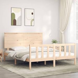 SMTSEC Bedden en accessoires bedframe met hoofdeinde 160x200 cm, massief houten meubels