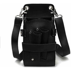 Een kapper, een heuptas, PU leren schaar gereedschap organizer heuptas for kapper verpakking van 5 veelkleurig(Black)