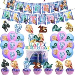 50 stuks Vleugels van vuur thema verjaardagsfeestje benodigdheden decoraties set met banner, ballonnen, hangende wervelingen, taart cupcake toppers voor jongens meisjes vleugels van vuur thema feest