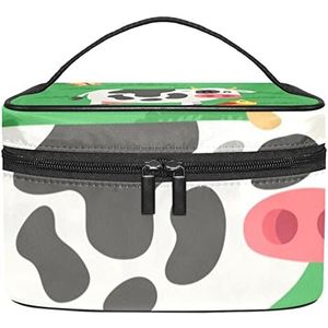 Groene koe make-up organizer tas, reismake-up tas organizer case draagbare cosmetische tas voor vrouwen en meisjes toiletartikelen, Meerkleurig, 22.5x15x13.8cm/8.9x5.9x5.4in