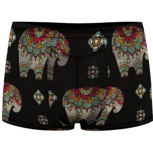 Indian Lotus Etnische Olifant Heren Boxer Slips Sexy Shorts Mesh Boxers Ondergoed Ademend Onderbroek Thong