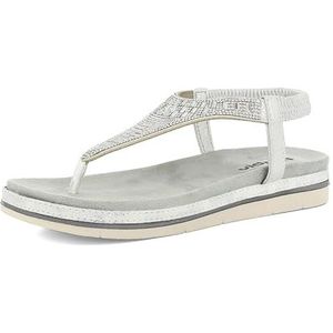 inblu Teenslippers voor dames met strass en elastisch, zacht voetbed van gevoerde stof, Zilver, 36 EU