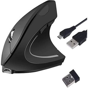 Ergonomische draadloze verticale muis, optische oplaadbare optische muis, 2,4 G, hoge precisie, instelbaar, 800/12001600 dpi, 5 knoppen voor pc/laptop/Mac