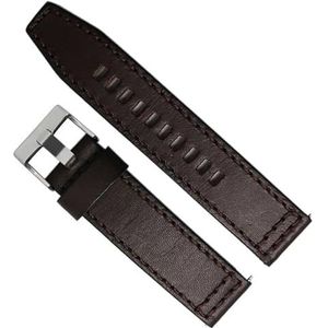 dayeer Retro Quick Release lederen horlogeband voor Fossil JR1354|1487|1424 horlogeband (Color : Dark Brown Silver, Size : 24mm)
