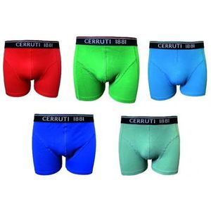 Cerruti 1881 Set van 5 boxershorts effen mode, Rood, koningsblauw, groen, oceaanblauw, watergroen, M