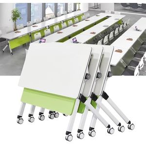 Conferentieruimtetafel - opvouwbare vergadertafel, rechthoekige klaptafel met vouwtafel, mobiele trainingstafel met wielen, opvouwbare vergadertafel, seminartafel voor kantoor classr (kleur: