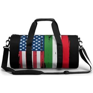 USA Italië Split Vlag Draagbare Gym Bag voor Vrouwen En Mannen Reizen Plunjezak voor Sport Print Gymbag Grappige Yoga Tas