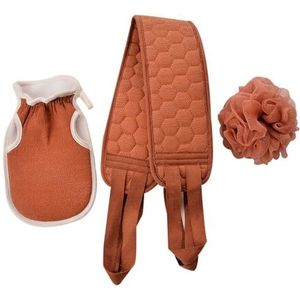 Lange Zachte Lichaam Wasmachine met Dubbelzijdig Handvat, Handschoen & Douchebal voor Verlengt Terug Zachte Huis Scrubber