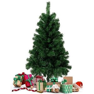 Kunstkerstboom, groene kerstboom, vooraf geïnstalleerde kerstboom met ledlampen, takpunten, opvouwbare metalen standaard voor feestdagen, nieuwjaarsdecoratie, 120 cm