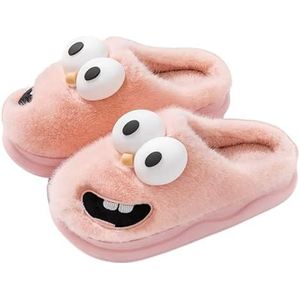 Clogs Funny Cartoon Men'S Non-Slip Thick-Soled Slippers Warm Plush Women'S Home Cotton Shoes-Pink-40-41