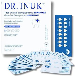 Bleekstrips voor tanden, professioneel gevoelig, 14 stroken zonder peroxide of zuren, 7 bleeksessies, vermindert 6 tonen in 4 weken, bevat een kleurgeleiding