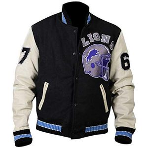 Heren Axel Foley Detroit Lions Beverly Hills Cop Eddie Murphy Letterman zwart Varsity-jack bomberjack, Multicolor Faux Mouwen, XXL