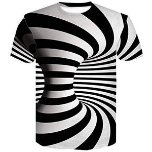 Mannen Grappig T-shirt, 3D Swirl Print Optische Illusie Hypnose Tee Top, Unisex 3D Kleurrijke Gedrukt Ronde Hals Zomer Tops Casual Korte Mouw T-shirts Nieuwigheid Wolf Hoofd Print T-Shirt, 12, S