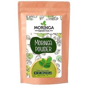 Moringa Mantra Moringa Bladpoeder, 200 gram, biologisch geteelde poedervormige moringabladeren, getest op zware metalen