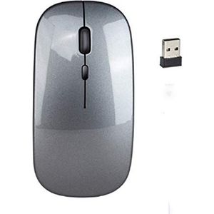 BesDirect Merk oplaadbare draadloze muis, 2.4G stille muis met USB-ontvanger, 1600DPI, optische trackingmuis, compatibel met pc, Mac, laptop (grijs)