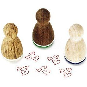 Stemplino® Ministempel - motief: kleine harten - 12 mm diameter - houten stempel kinderen stempel Bullet Journal stempel met hart motief hart stempel