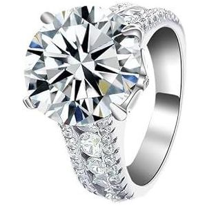 Moissan Diamond 925 zilveren ring 10 karaat diamanten ring met diamanten fijn gevoel, geen aanslag (Color : 10 carat (white Golden, Size : Sinister8)