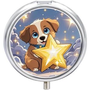 Happy Little Dog Pillendoosje Ronde Draagbare Pillenorganisator Waterdichte Dagelijkse Vitamine Houder Dozen Creatieve 3 Compartimenten Geneeskunde Pil Case voor Portemonnee Of Pocket