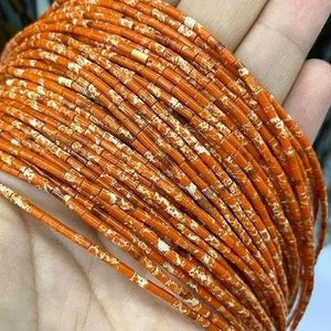 Natuursteen kralen 2x4mm hematiet agaat jaspis kristal cilinder buis losse spacer kralen voor sieraden maken doe-het-zelf armband ketting - oranje