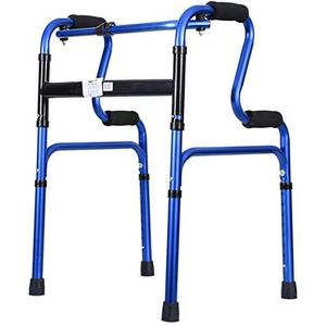 KRXSOBNV, Looprek Aluminium Lichtgewicht Opvouwbaar Loopmobiliteitshulpmiddel, 2 in 1 Walker for ouderen ，Looprek(Blue)