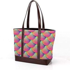 Laptop Tote tas met kleurrijke geometrische diamant patroon afdrukken, dragen schoudertassen casual canvas zakelijke werk draagtas aktetas voor computer school kantoor