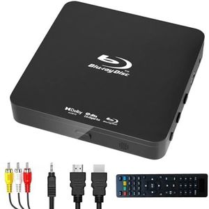 [Upgrade] Mini Blu-Ray DVD-speler, HD Blue Ray Disc Player, 1080p Home Theater Video DVD speler met HDMI AV-output, ondersteuning USB-apparaat, NTSC PAL-systeem met HDMI AV-kabels + afstandsbediening