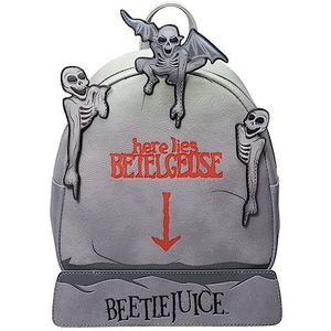 Beetlejuice Tombstone Glow-in-the-Dark Mini-rugzak -Entertainment Earth Exclusief, Grijs, 8.5 inches tall x 8.5 inches wide x 3.5 inches Deep, Loungefly Mini Rugzak