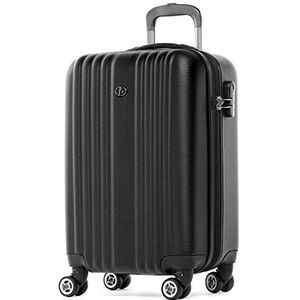 FERGÉ Toulouse Kofferset, harde schaal, 3-delig, handbagage 55 cm, L en XL, 3-delige hardshellkoffer, rolkoffer, 4 wielen, 100% ABS, zwart, Koffer L, koffer