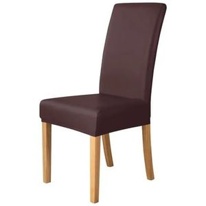 Elastische effen eetkamerstoelhoezenset, stretchhoezen for keukenstoelen, universele pasvorm, stoelhoes, beschermende stoffen eetkamerbeschermers for familiestoelen.(Dark brown)