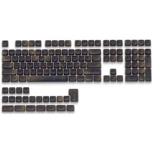 QPSJXN Aangepaste PBT Dye Sublimatie Keycaps In Donker Walnoot Hout Thema Compatibel met 61/87/104 Mechanische Toetsenborden Compatibel met MX Switches 130 (DARK WOOD)