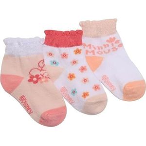 Ellepi Disney babysokken, set van 3 paar, met Minnie en Micky Mouse, zacht, van natuurlijk katoen, Minnie Bco-roze, 6-12 mesi