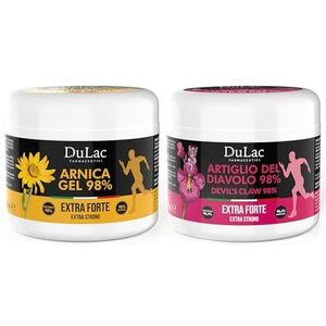 DuLàc, Duivelsklauw 98% & Arnica Gel 98%, Set Lichaamsgel 2 x 500 ml, Ideaal voor het Masseren van de Huid van Spieren en Gewrichten, Dermatologisch Getest, Nikkel Getest, Made in Italy, 1000 ml