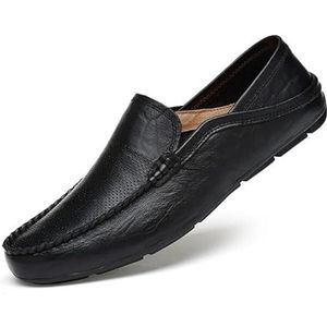 Heren Loafers Schoen Ronde Neus Lederen Geperforeerde Mocassins Loafer Schoenen Antislip Antislip Platte Hak Klassieke Wandelschoenen (Color : Black Hollow out, Size : 45.5 EU)