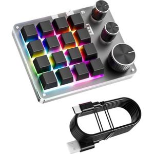 Kalttoy Mechanisch Toetsenbord 16Keys van USB 3 Knoppen Macro Programmeerbaar voor Bureautaken