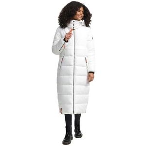Navahoo Dames winterjas lange mantel gewatteerde warme gewatteerde jas B926, gebroken wit, L